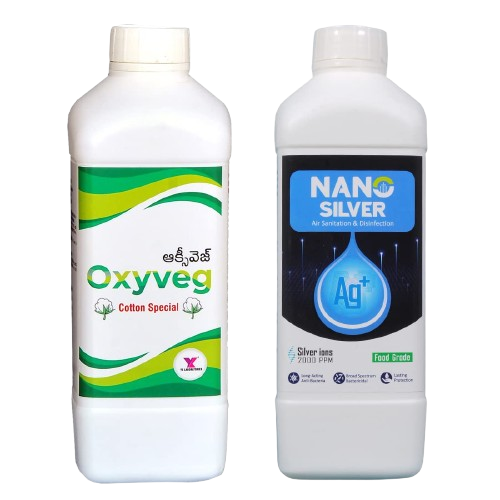 OxyVeg 1 Litre & Nano Silver 2000ppm 1 Litre For Plant Chewing Pest & Bacterial Diseases